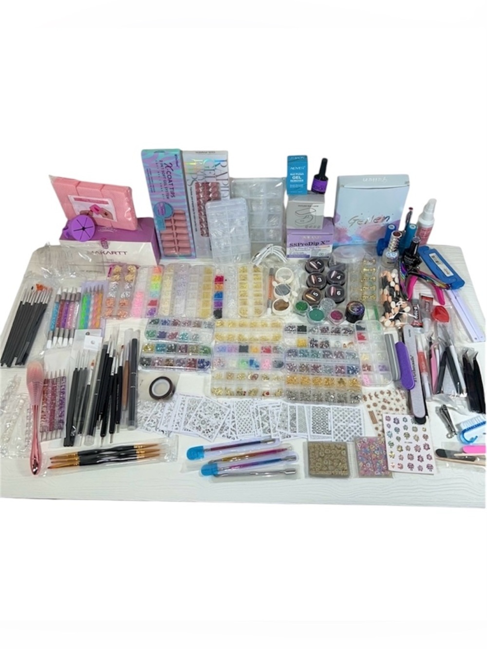 DIY Nail Manicure Dip Powder Gel UV Lamp Tools Nail Art Glitter Bundle